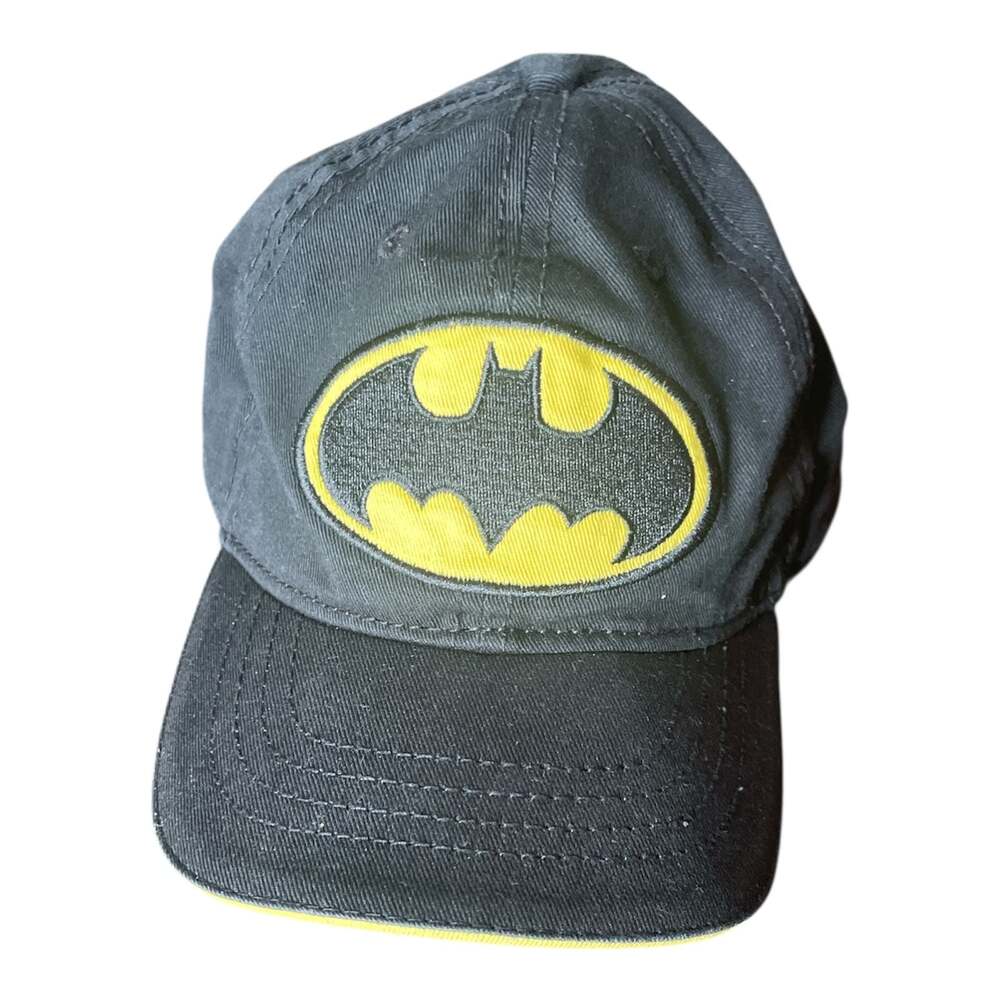 Kids Batman Classic Logo Black Baseball Cap with Elastic Back Size Medium